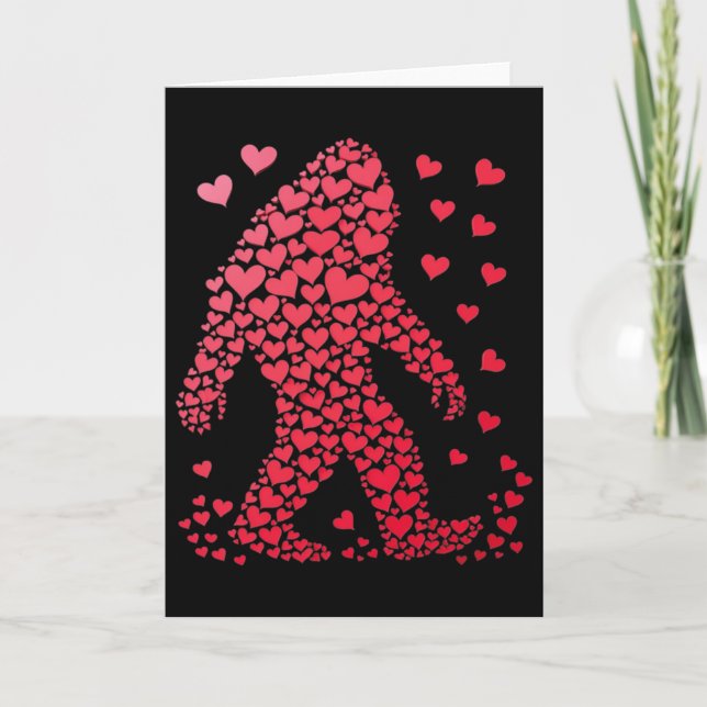 Bigfoot Süße Silhouette Herz Valentinstag Für Männ Karte (Vorderseite)