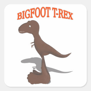 Bigfoot T-Rex Zeichnend Quadratischer Aufkleber
