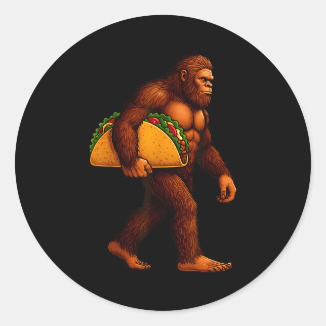 Bigfoot Taco Sasquatch Walking Taco Funny Shirt Me Runder Aufkleber (Vorderseite)
