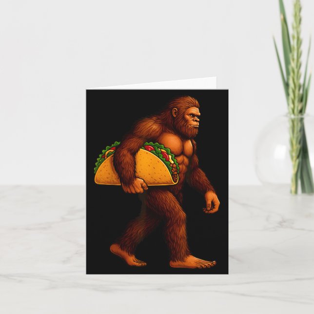 Bigfoot Taco Sasquatch Walking Taco Lustiges Shirt Karte (Vorderseite)
