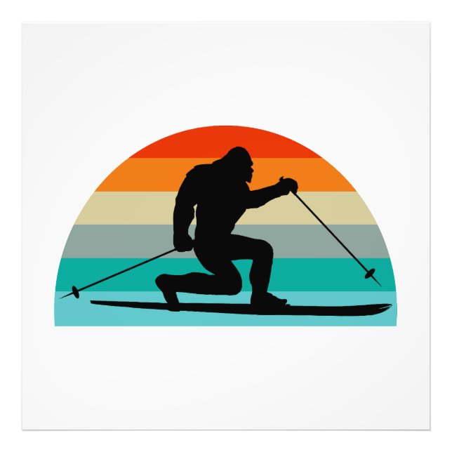Bigfoot Telemark Skifahren Rainbow Fotodruck (Vorne)