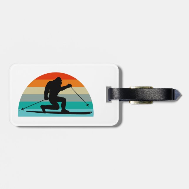 Bigfoot Telemark Skifahren Rainbow Gepäckanhänger (Rückseite horizontal)