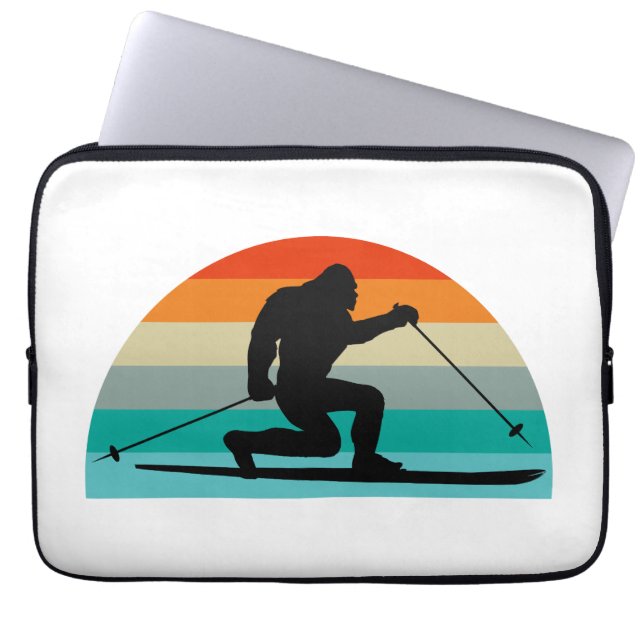 Bigfoot Telemark Skifahren Rainbow Laptopschutzhülle (Vorderseite)
