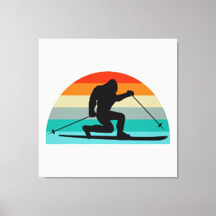 Bigfoot Telemark Skifahren Rainbow Leinwanddruck