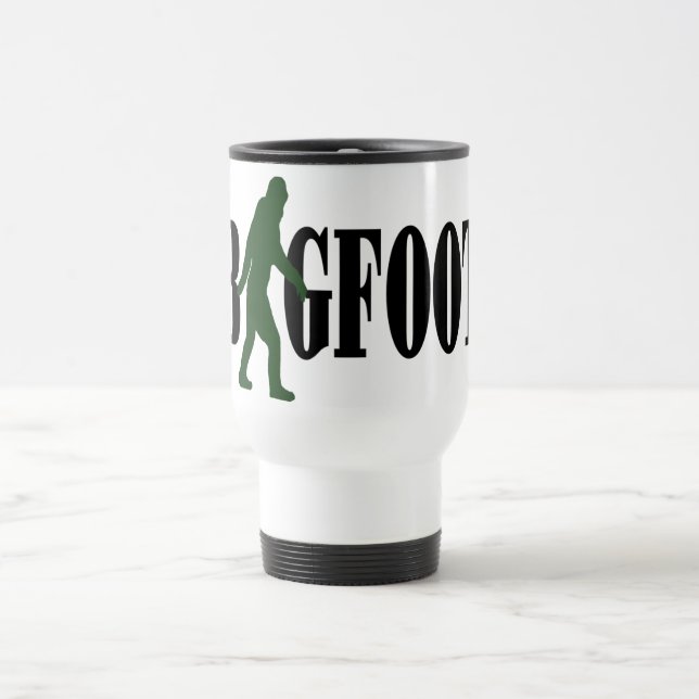 Bigfoot Text & Green Squatch Grafik Reisebecher (Mittel)