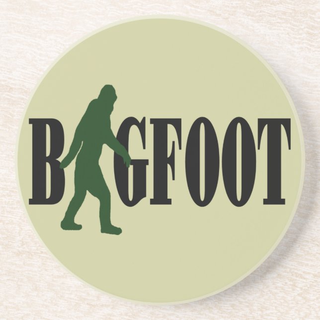 Bigfoot Text & Green Squatch Grafik Untersetzer (Vorne)