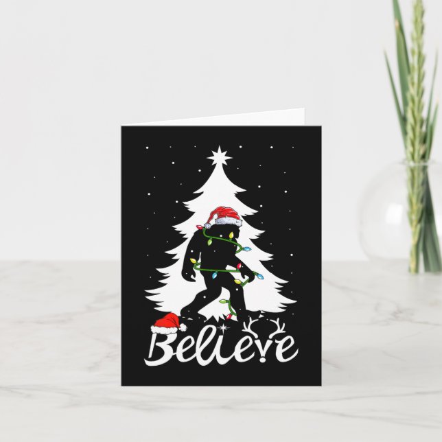 Bigfoot Tragend Weihnachtsbaum Sasquatch Glaube Karte (Vorderseite)