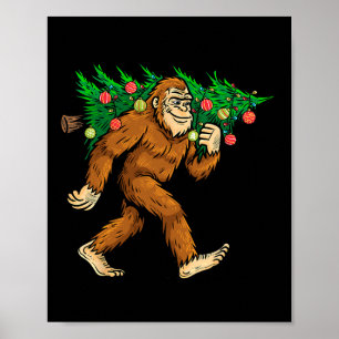 Bigfoot Tragend Weihnachtsbaum Sasquatch Glaube Poster
