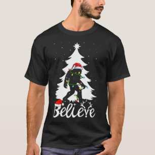 Bigfoot Tragend Weihnachtsbaum Sasquatch Glaube T-Shirt