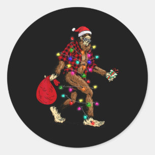 Bigfoot Tragend Weihnachtsbaum Sasquatch Pajama Runder Aufkleber