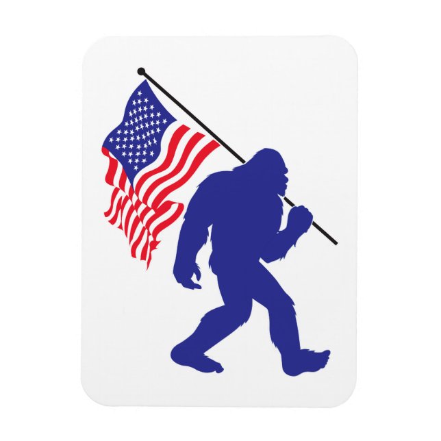 Bigfoot trägt eine amerikanische Flagge Magnet (Vertikal)