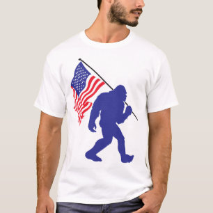Bigfoot trägt eine amerikanische Flagge T-Shirt