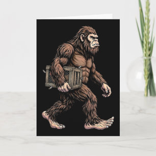 Bigfoot trägt Hühnerkiste Sasquatch Farm Humor Karte