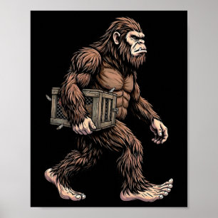 Bigfoot trägt Hühnerkiste Sasquatch Farm Humor Poster