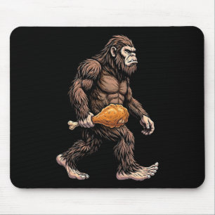 Bigfoot trägt Sasquatch-Liebhaber-Hähnchenschlegel Mousepad
