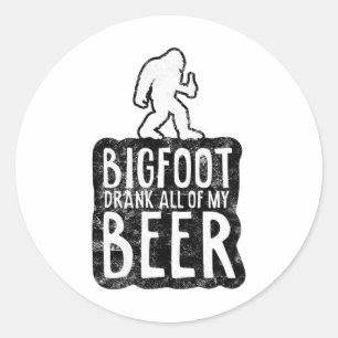 Bigfoot trank all mein Bier Liebhaber lustiger Sas Runder Aufkleber