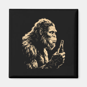 Bigfoot trinkt Bier lustige Sasquatch Retro-Kunst Magnet