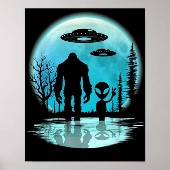 Bigfoot UFO Außerirdischer Poster (Vorne)