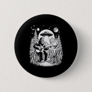 Bigfoot UFO Außerirdischer um Lagerfeuer Natur Wan Button