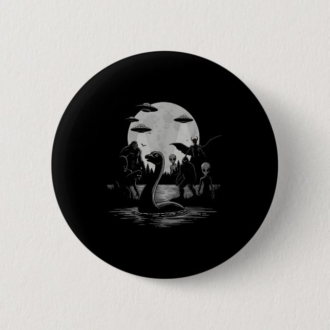 Bigfoot Ufo Loch Ness Monster Mothman And Aliens!  Button (Vorderseite)