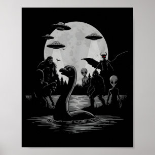 Bigfoot Ufo Loch Ness Monster Mothman und Aliens! Poster