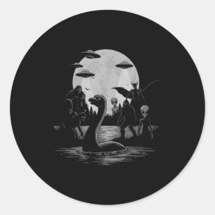 Bigfoot Ufo Loch Ness Monster Mothman Und Aliens! Runder Aufkleber