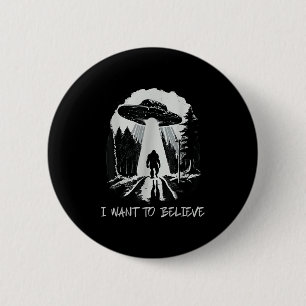 Bigfoot Ufo Wollte ich zu glauben Retro-Wald Männe Button