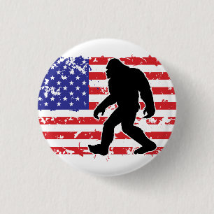 Bigfoot und die amerikanische Flagge Button