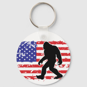 Bigfoot und die amerikanische Flagge Schlüsselanhänger