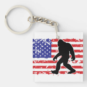 Bigfoot und die amerikanische Flagge Schlüsselanhänger