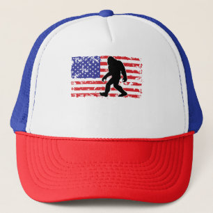 Bigfoot und die amerikanische Flagge Truckerkappe