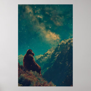 Bigfoot und die Sterne, Kunstprint, Vintage Poster