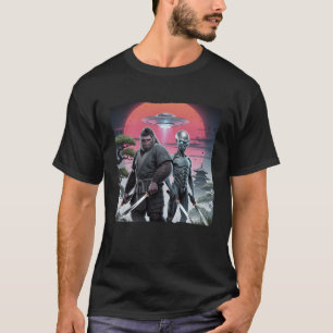 Bigfoot Und Ninja Alien Vintage Japanischer Samura T-Shirt