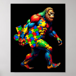 Bigfoot und Puzzle Piece Autism Awareness Day Auti Poster