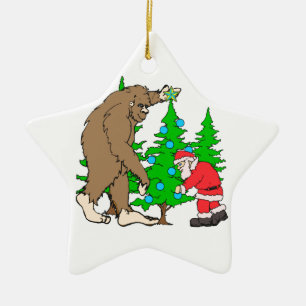 Bigfoot und Sankt-Weihnachten Keramikornament