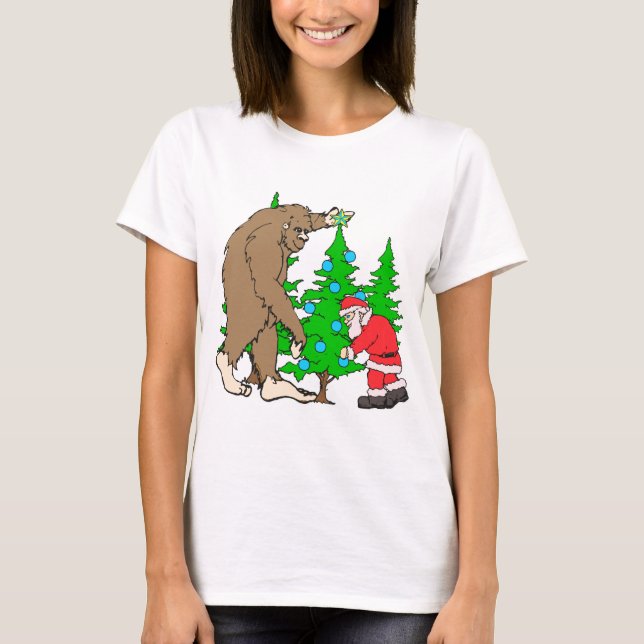 Bigfoot und Sankt-Weihnachten T-Shirt (Vorderseite)