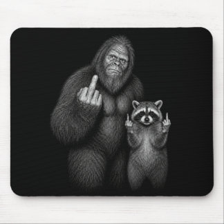 Bigfoot und Waschbär Mittelfinger Mousepad