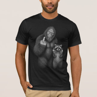 Bigfoot und Waschbär Mittelfinger T-Shirt