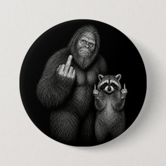 Bigfoot und Waschbär Stinkefinger  Button