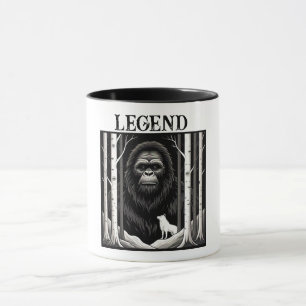 Bigfoot und Weißer Wolf im Birkenwald Tasse