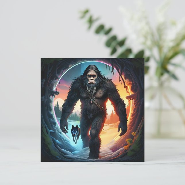 Bigfoot und Wolf Portal Karte (Stehend Vorderseite)