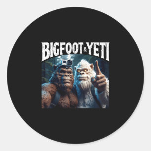 Bigfoot und Yeti Selfie lustiges Camping Wandern G Runder Aufkleber