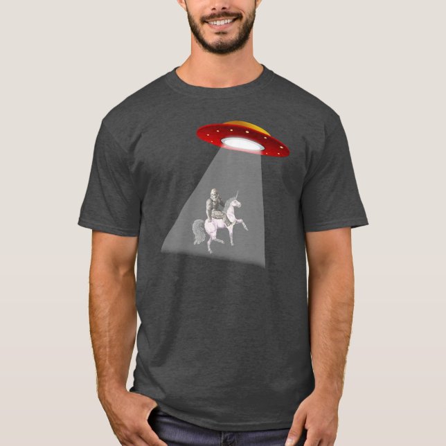 Bigfoot Unicorn UFO Entführung T - Shirt (Vorderseite)