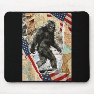 Bigfoot USA Amerikanische Flagge Sasquatch patriot Mousepad