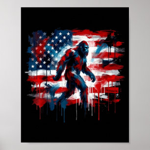 Bigfoot USA Amerikanische Flagge Sasquatch patriot Poster