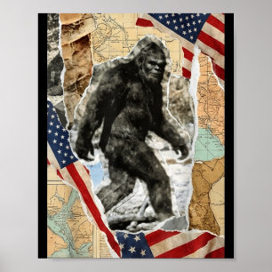 Bigfoot USA Amerikanische Flagge Sasquatch patriot Poster