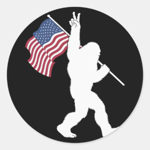 Bigfoot USA-Flagge Runder Aufkleber