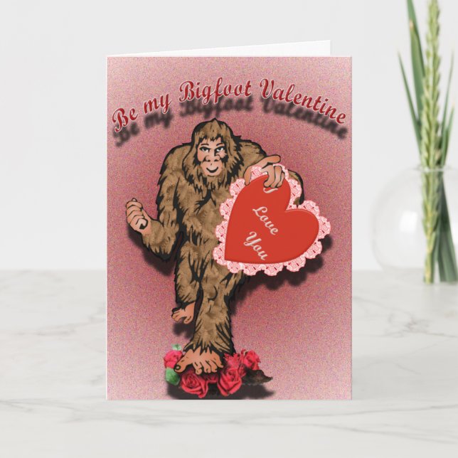 Bigfoot-Valentinsgruß Feiertagskarte (Vorderseite)