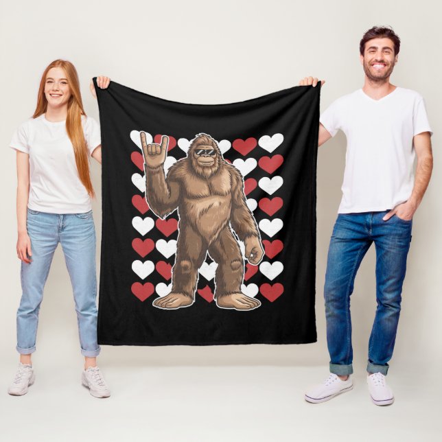 Bigfoot Valentinstag Funny Hearts Sasquatch Liebe Fleecedecke (Beispiel)