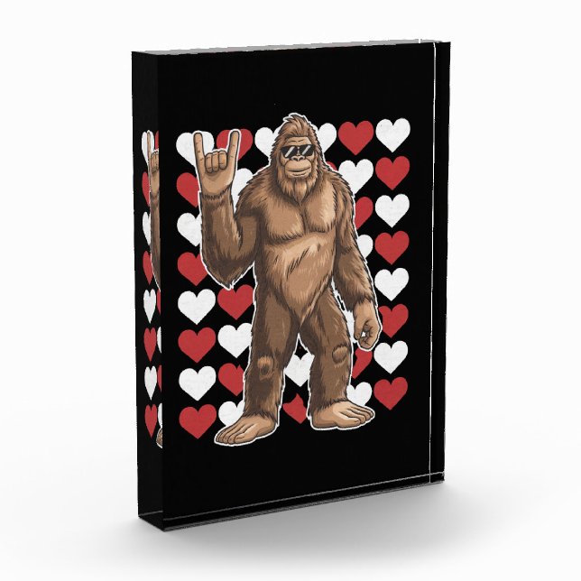 Bigfoot Valentinstag Funny Hearts Sasquatch Liebe Fotoblock (Links)